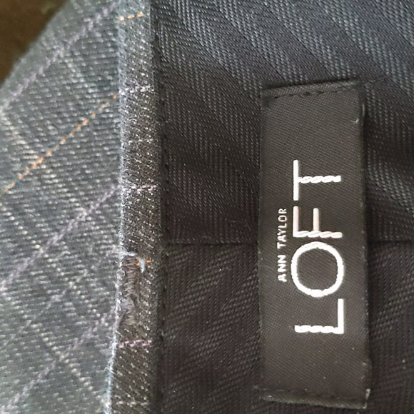 Ann Taylor Plaid Marisa Straight Cuffed Cropped Ankle Dress Trousers 8 Gray Grey - Picture 3 of 16